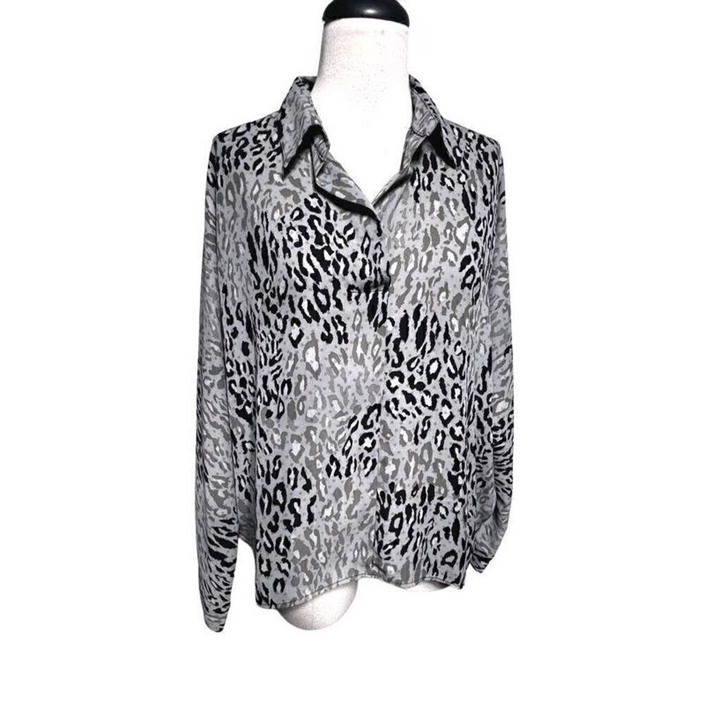 Marled Reunited Clothing Long Sleeve Animal Print Tunic Blouse Size Medium